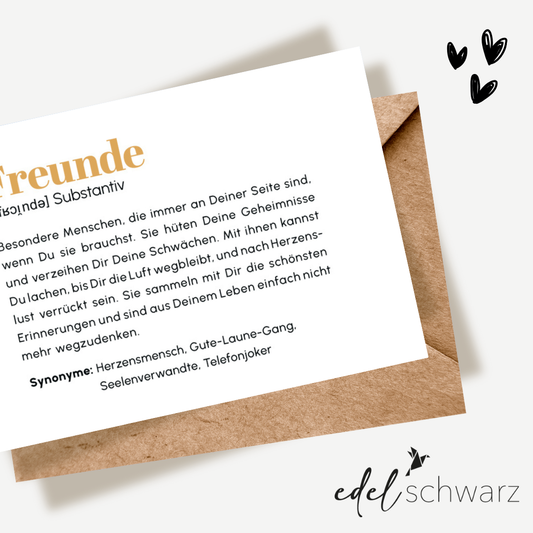 Edelschwarz Doppelkarte - Freunde Definition