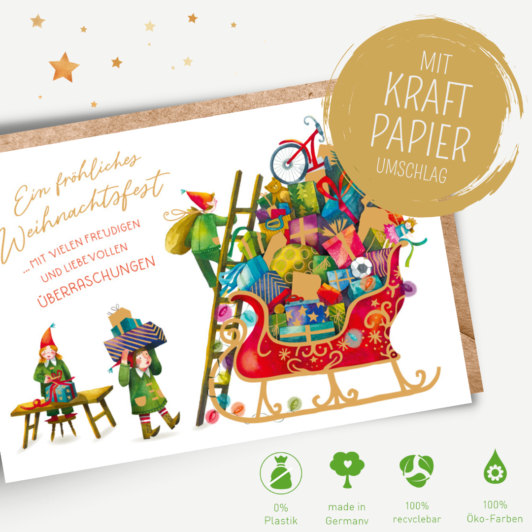 Green Karma XMAS Doppelkarte -  Schlitten voller Überraschungen