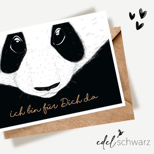 Edelschwarz Doppelkarte - Für Dich da - Panda