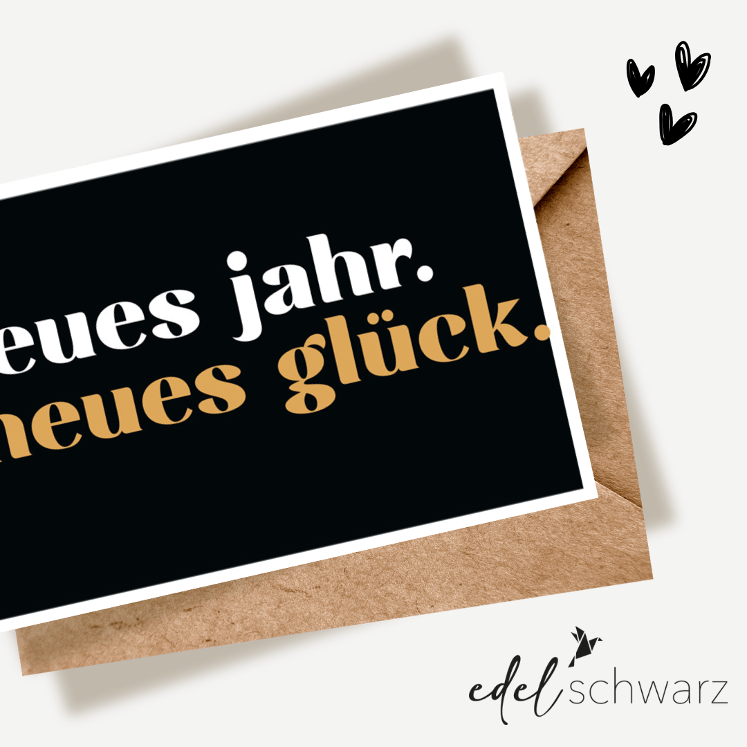 Edelschwarz Doppelkarte - Neues Jahr, neues Glück