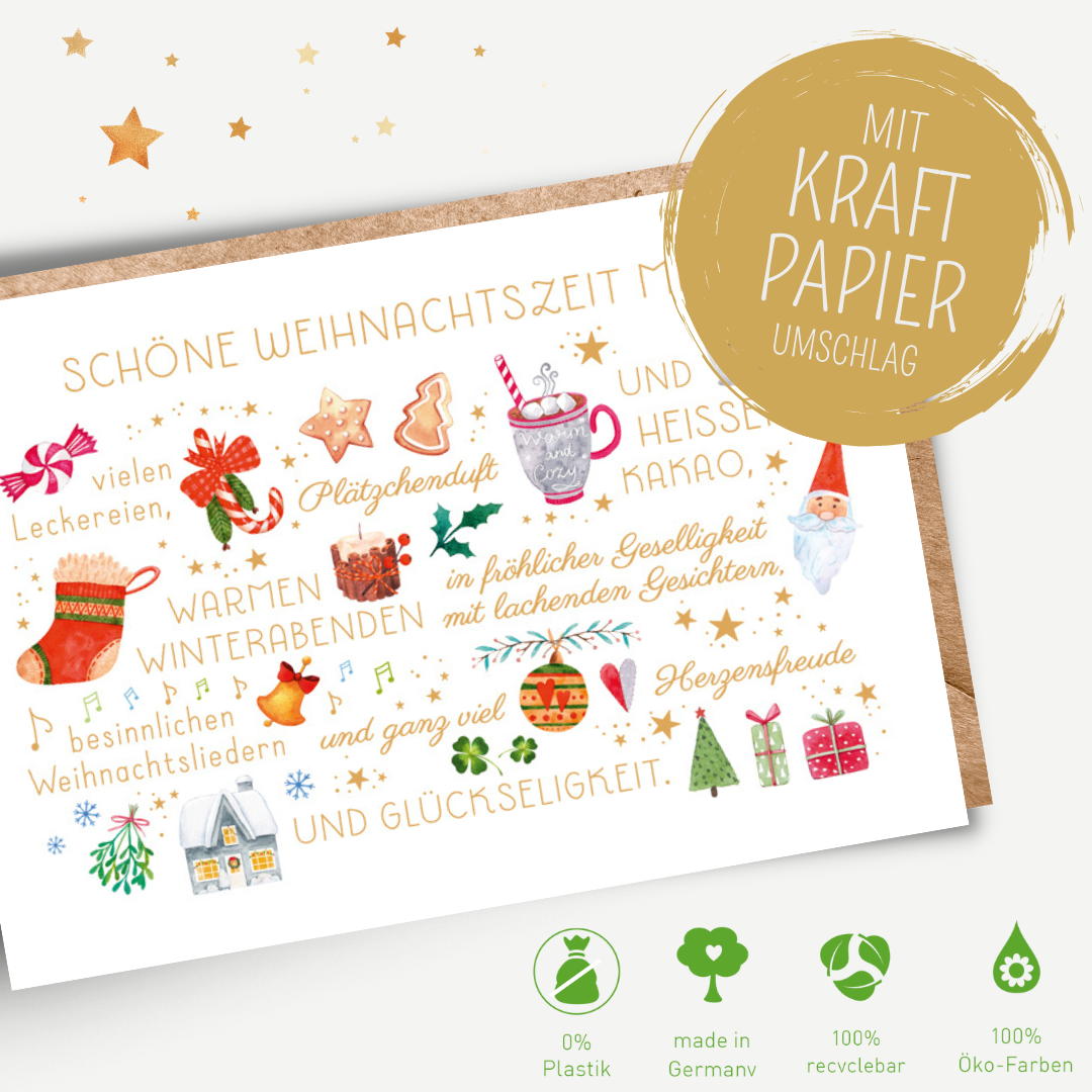 Green Karma XMAS Doppelkarte -  Viele Wünsche zur Weihnachtszeit