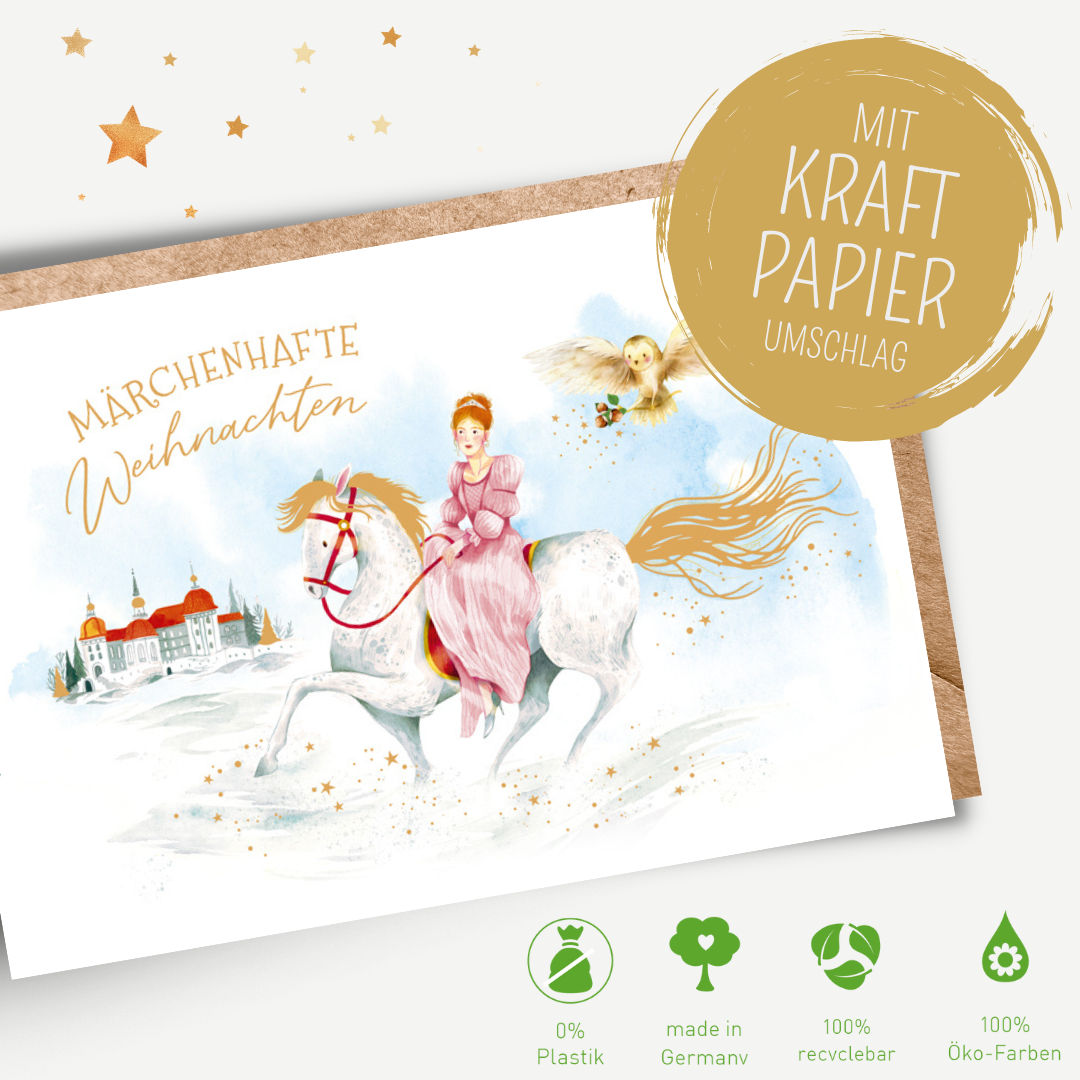 Green Karma XMAS Doppelkarte -  Drei Haselnüsse für Aschenbrödel