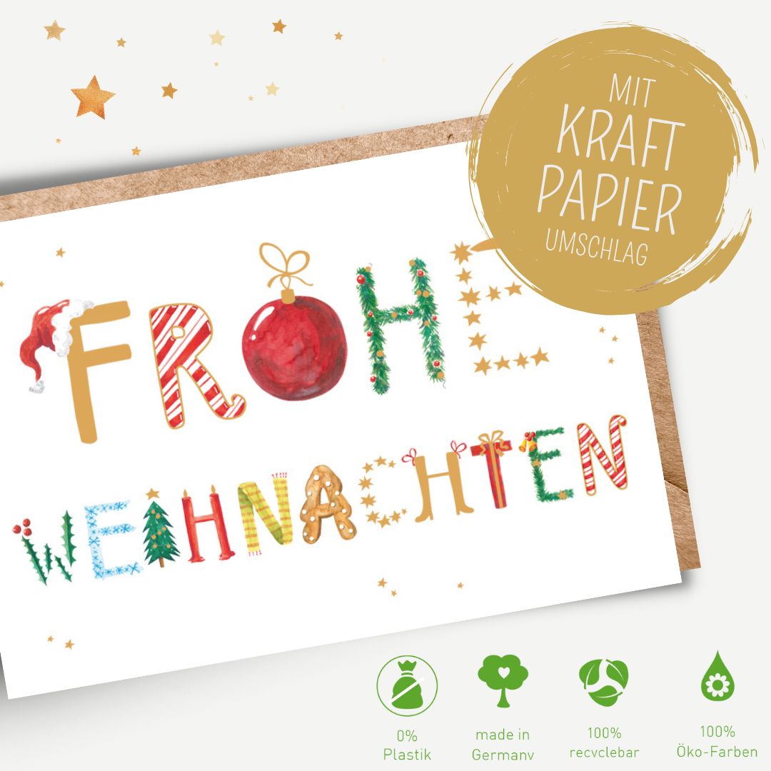 Green Karma XMAS Doppelkarte -  Dekorative Buchstaben