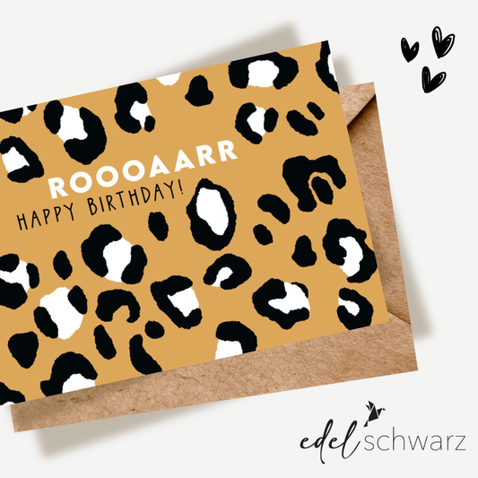 Edelschwarz Doppelkarte - Roooaarr Geburtstag