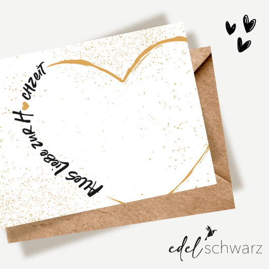 Edelschwarz Doppelkarte - Herzlich zur Hochzeit