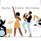 Edelschwarz Doppelkarte - Souly, funky Birthday