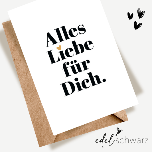 Edelschwarz Doppelkarte - Alles Liebe Typo