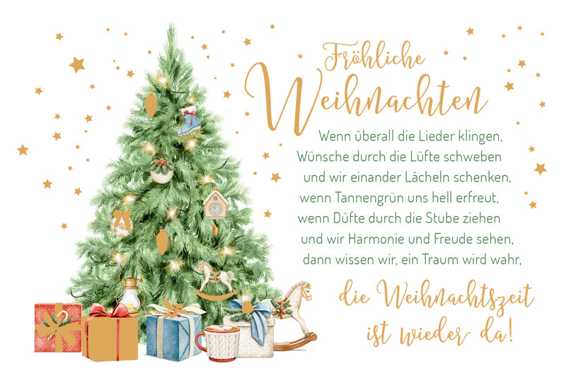 Green Karma XMAS Doppelkarte -  Geschmückter Tannenbaum