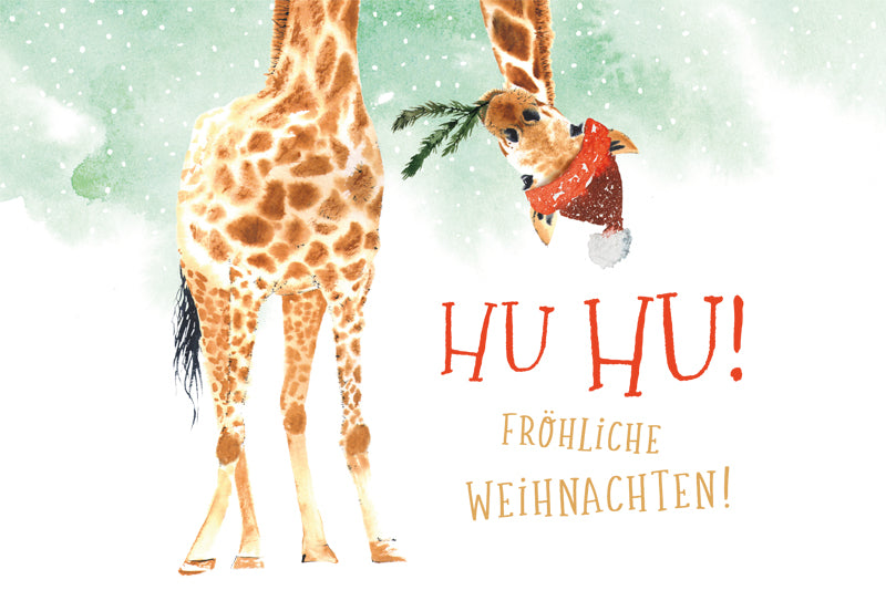 Green Karma XMAS Doppelkarte -  Lustige Giraffe