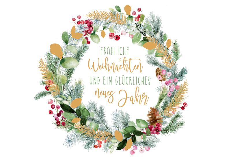 Green Karma XMAS Doppelkarte -  Floraler Kranz