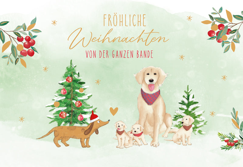 Green Karma XMAS Doppelkarte - Niedliche Hundebande