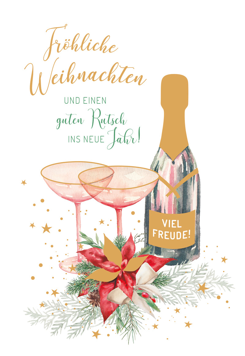 Green Karma XMAS Doppelkarte -  Champagner zum Neujahr