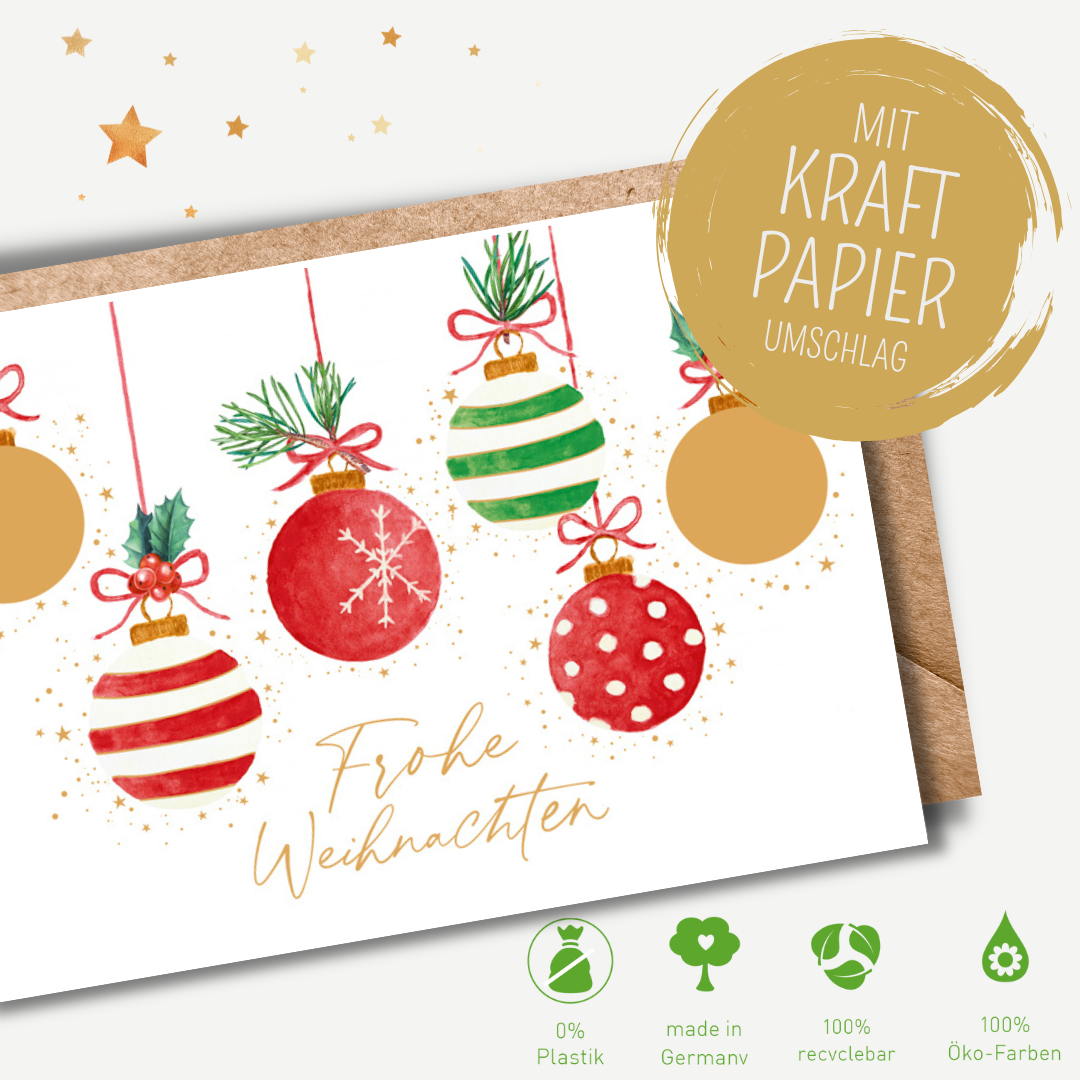 Green Karma XMAS Doppelkarte -  Weihnachtskugeln