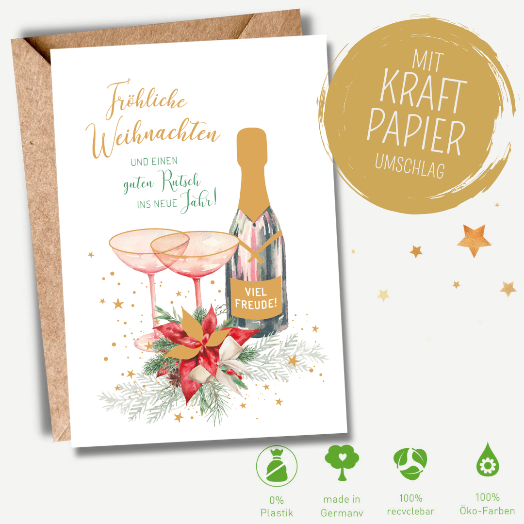 Green Karma XMAS Doppelkarte -  Champagner zum Neujahr